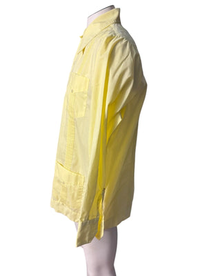 Vintage men's Nassau yellow mexican wedding shirt M