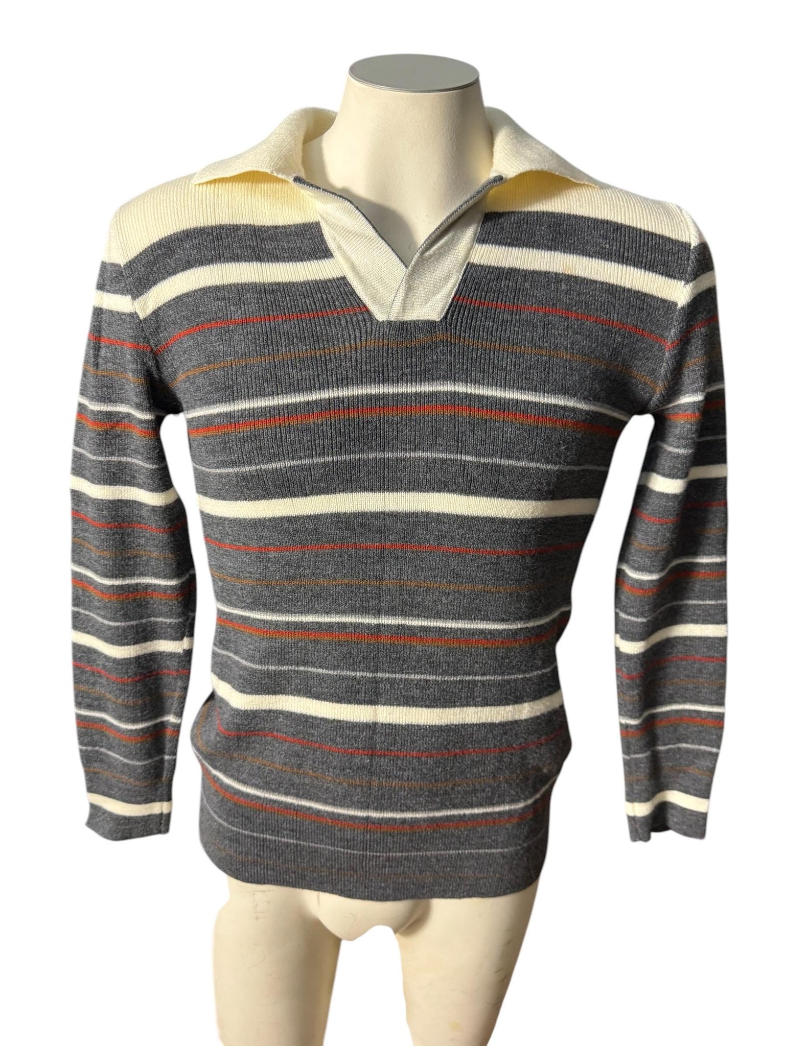 Vintage 70's men's gray striped sweater L Maison Blanche