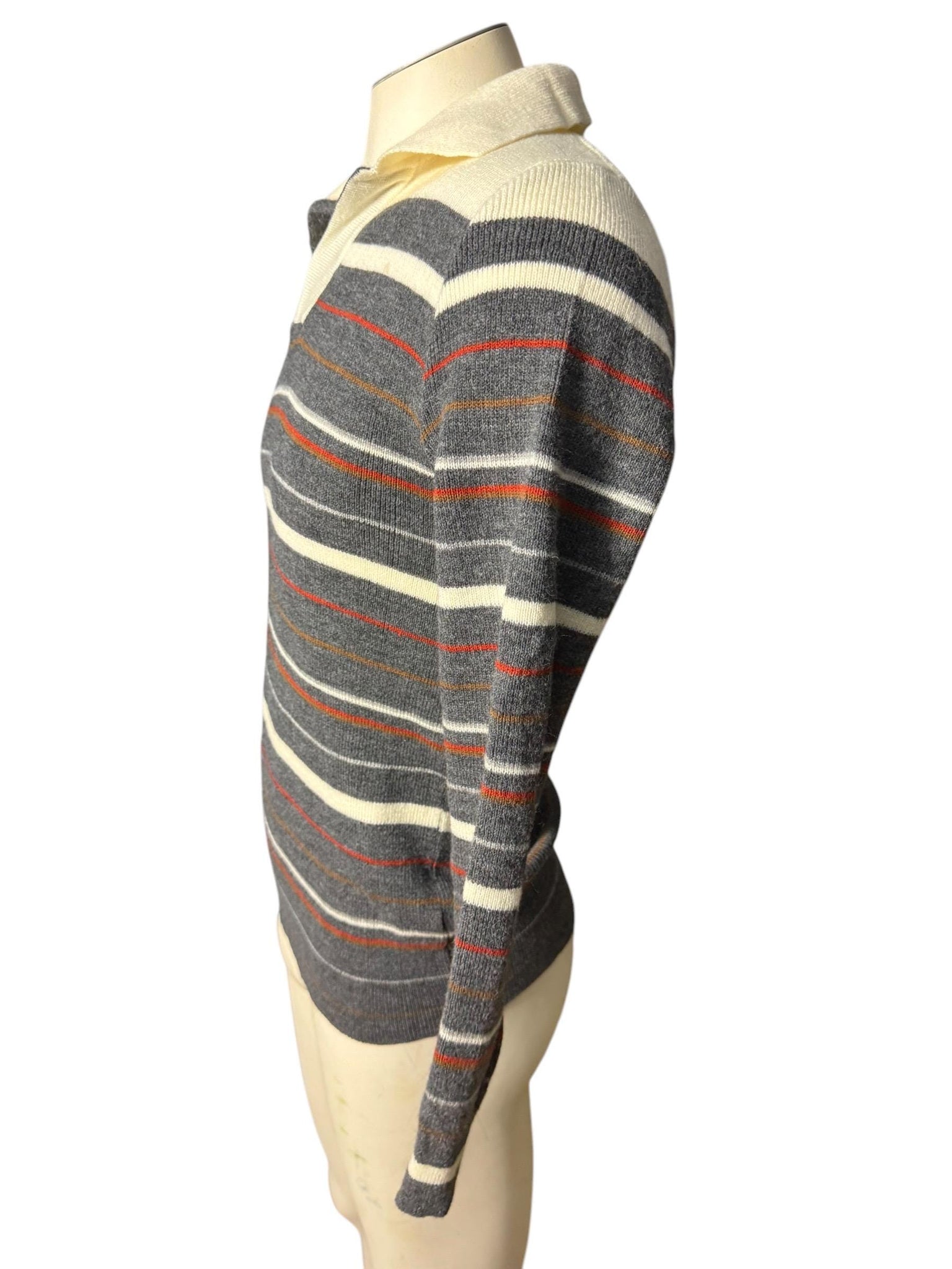 Vintage 70's men's gray striped sweater L Maison Blanche