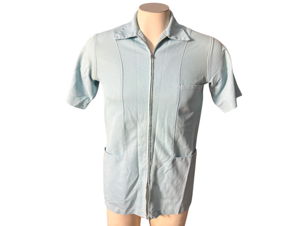 Vintage 70's blue zip shirt leisure shirt S Mr Barco