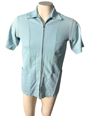 Vintage 70's blue zip shirt leisure shirt S Mr Barco