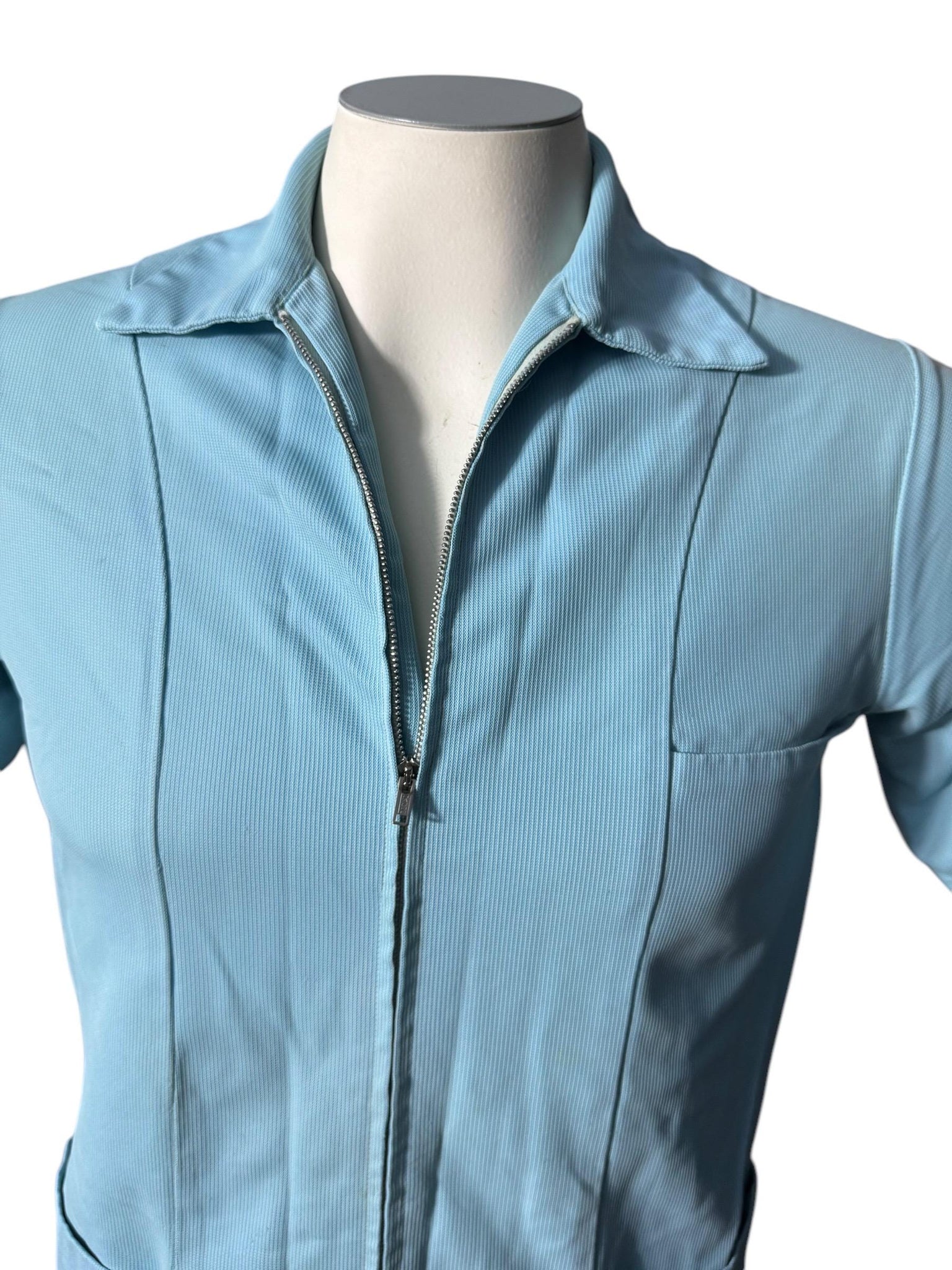 Vintage 70's blue zip shirt leisure shirt S Mr Barco