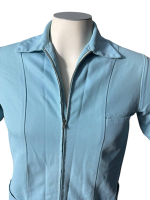 Vintage 70's blue zip shirt leisure shirt S Mr Barco
