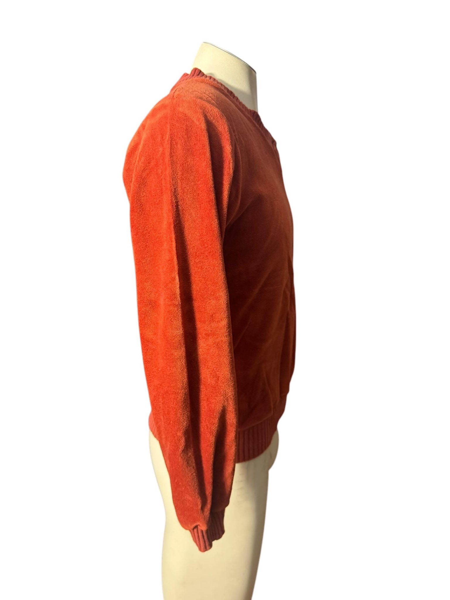 Vintage 70's men's rust velour shirt S Spark Plug