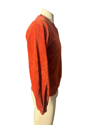 Vintage 70's men's rust velour shirt S Spark Plug