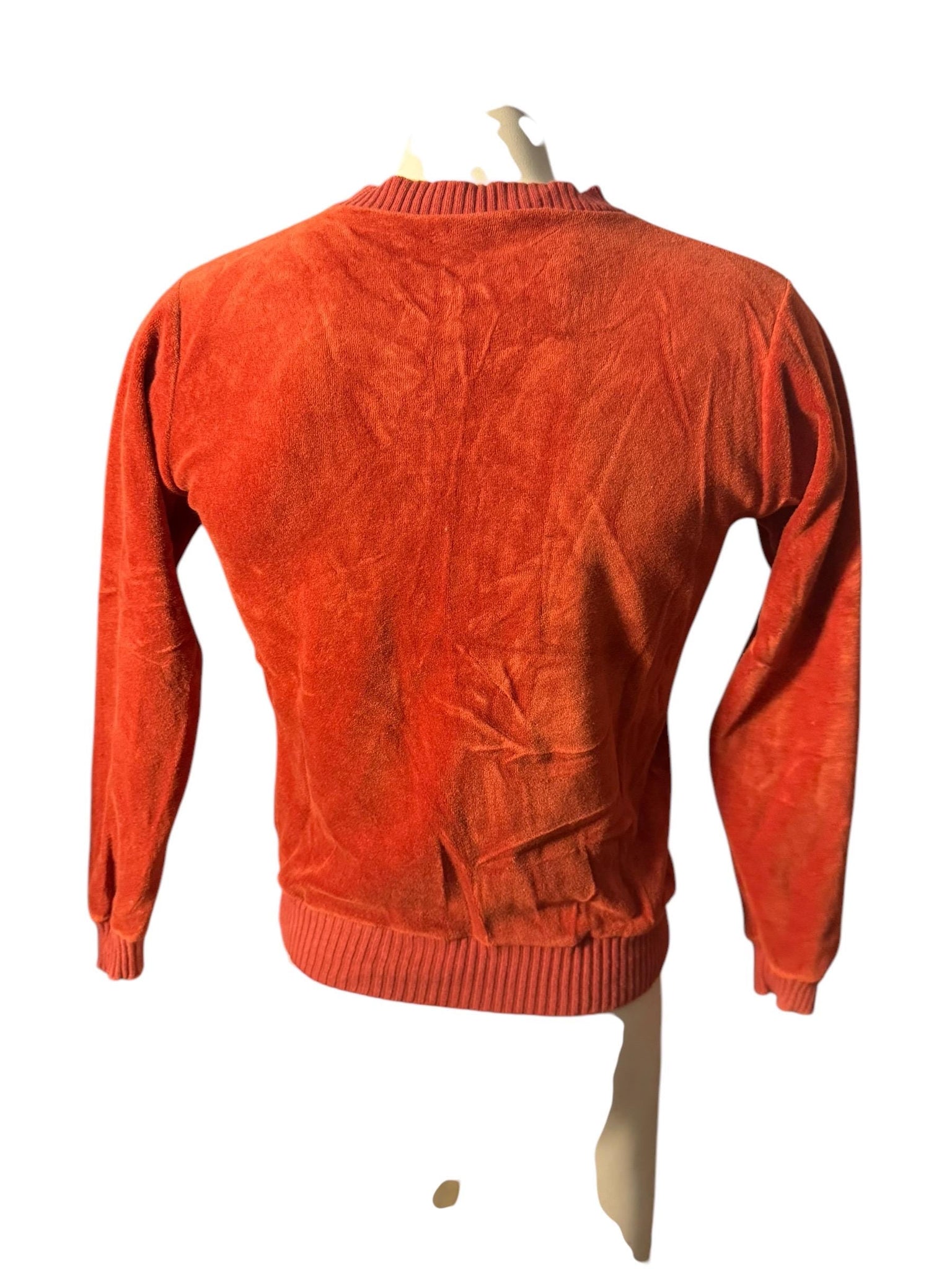Vintage 70's men's rust velour shirt S Spark Plug