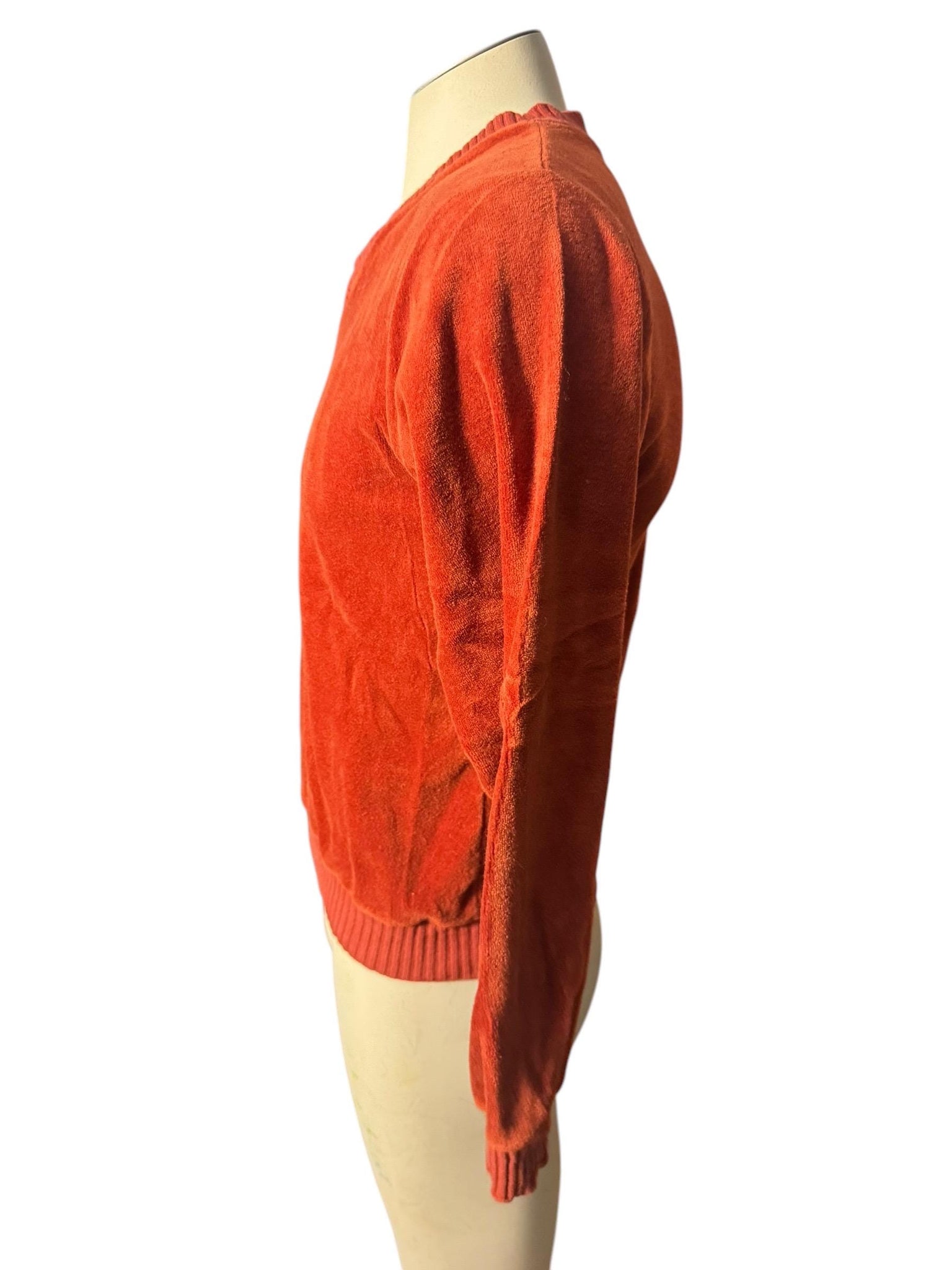 Vintage 70's men's rust velour shirt S Spark Plug
