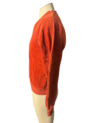 Vintage 70's men's rust velour shirt S Spark Plug