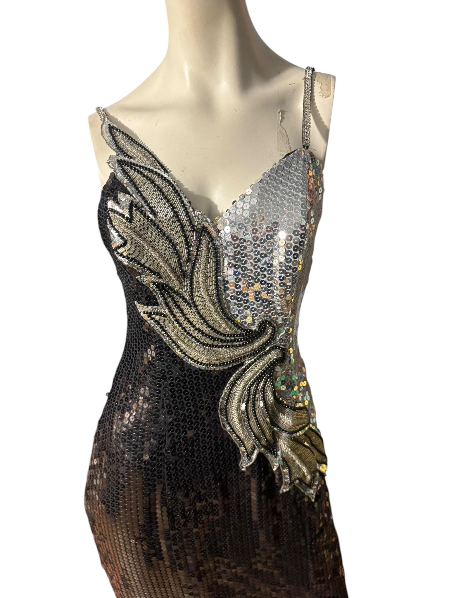 Vintage 80's black / silver sequin dress L 14 Alyce Designs