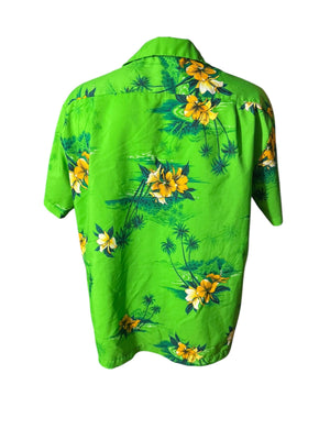 Vintage green Hawaiian shirt tiki L XL