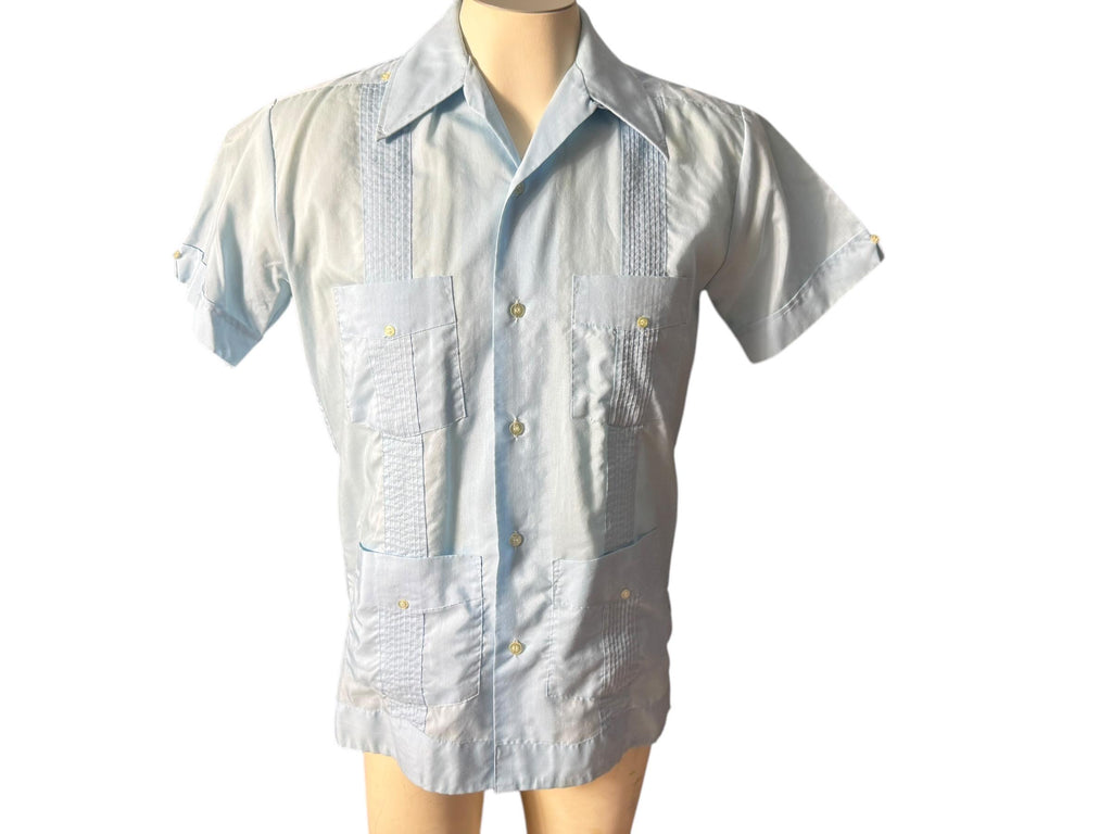Vintage blue mexican wedding shirt S Nassau
