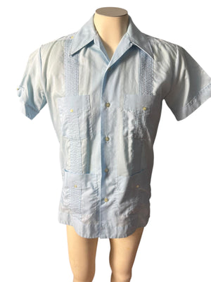Vintage blue mexican wedding shirt S Nassau