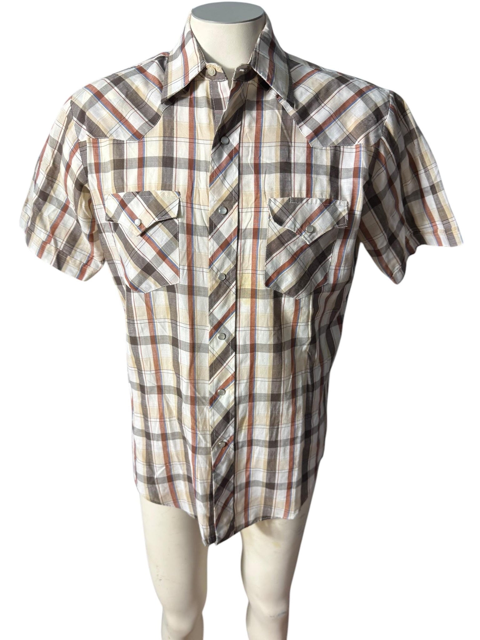 Vintage 70's Envoy western plaid shirt M