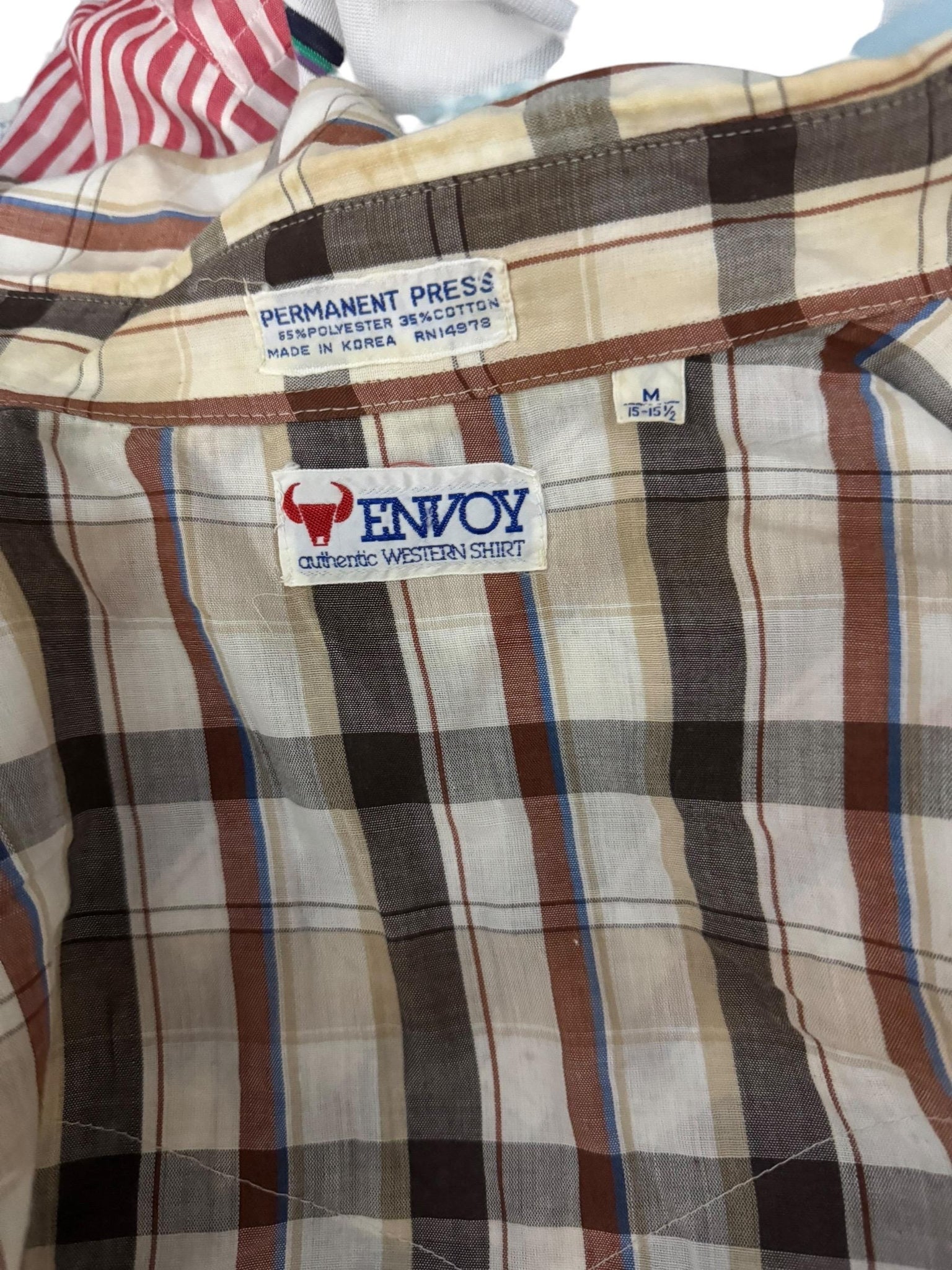 Vintage 70's Envoy western plaid shirt M