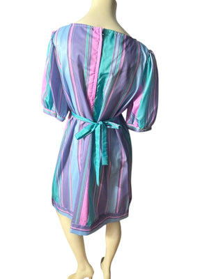 Vintage 80's Puccini purple striped dress M