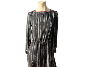 Vintage 80's black white red dress M Kardessa