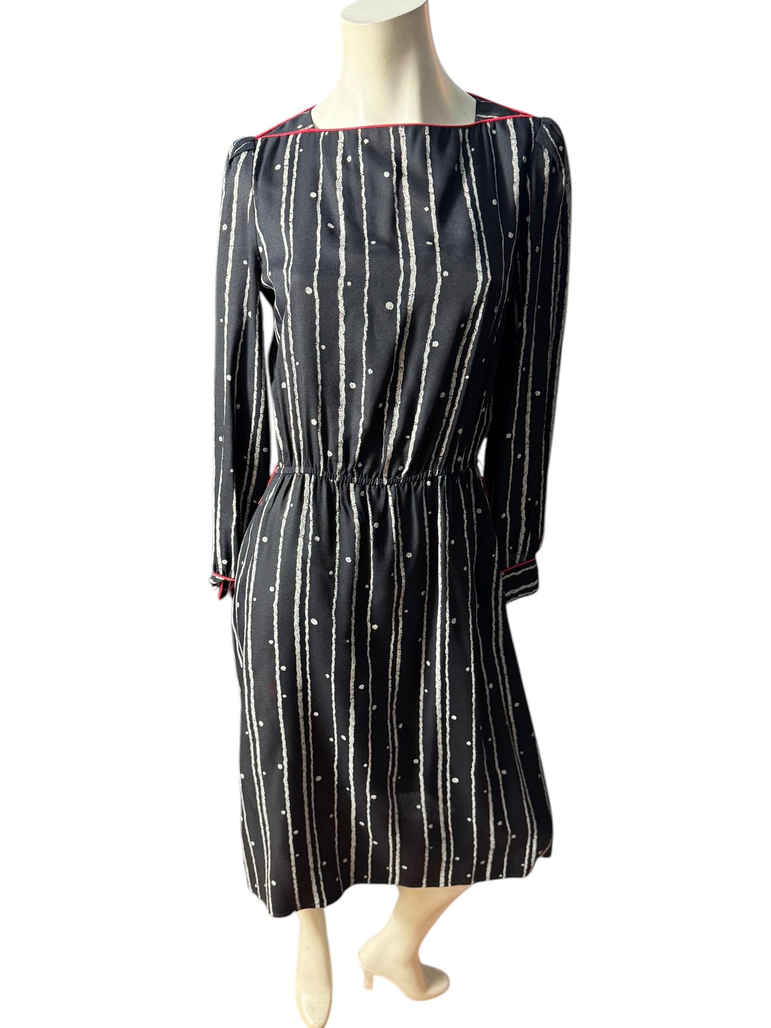 Vintage 80's black white red dress M Kardessa