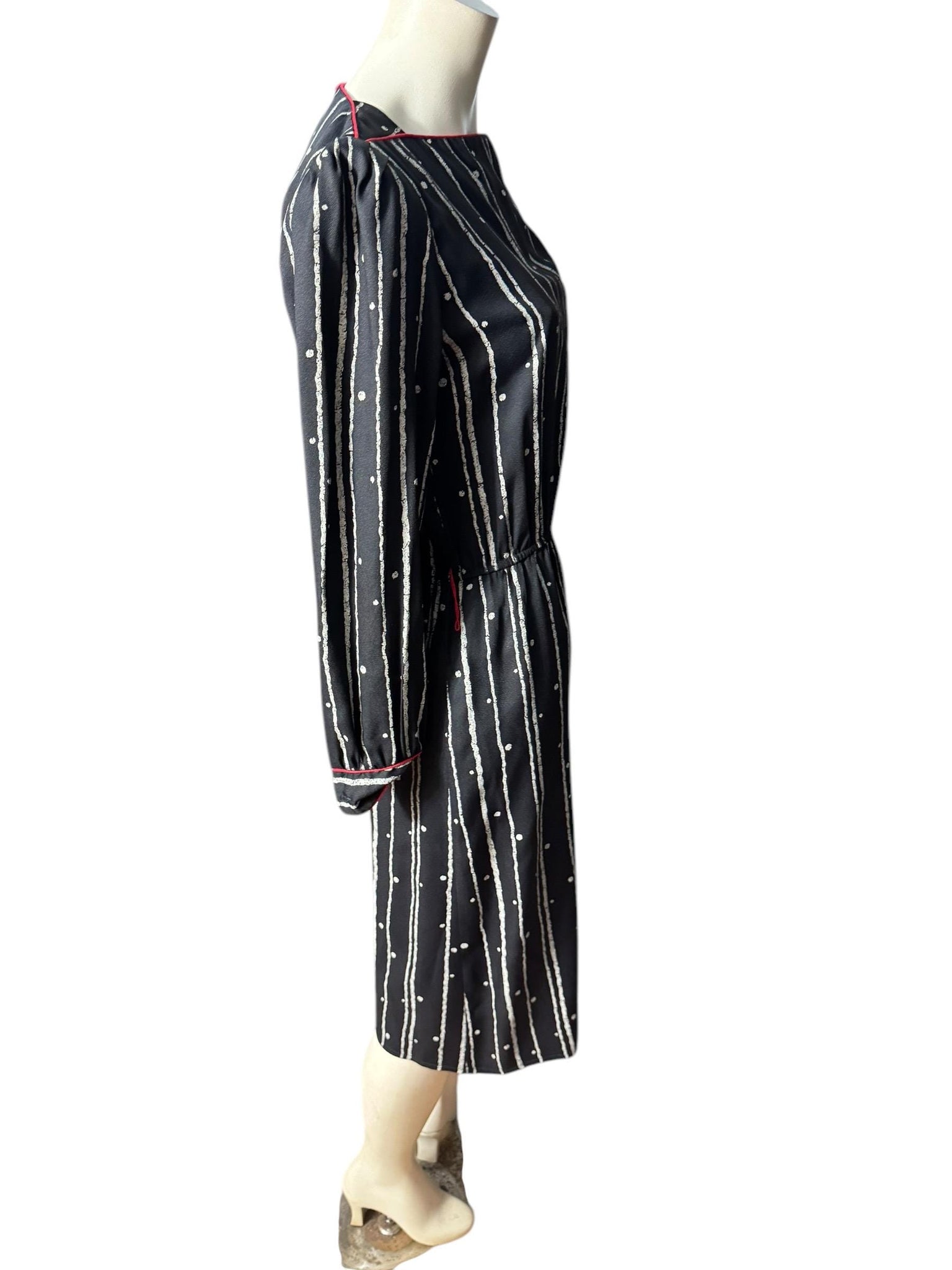 Vintage 80's black white red dress M Kardessa