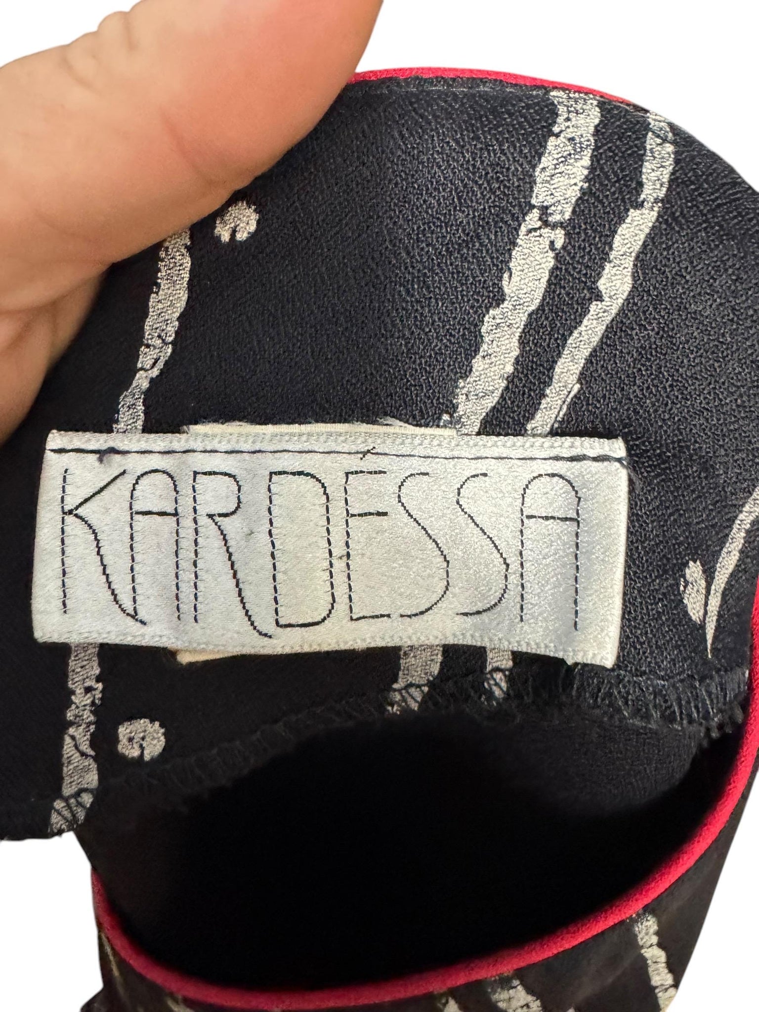 Vintage 80's black white red dress M Kardessa