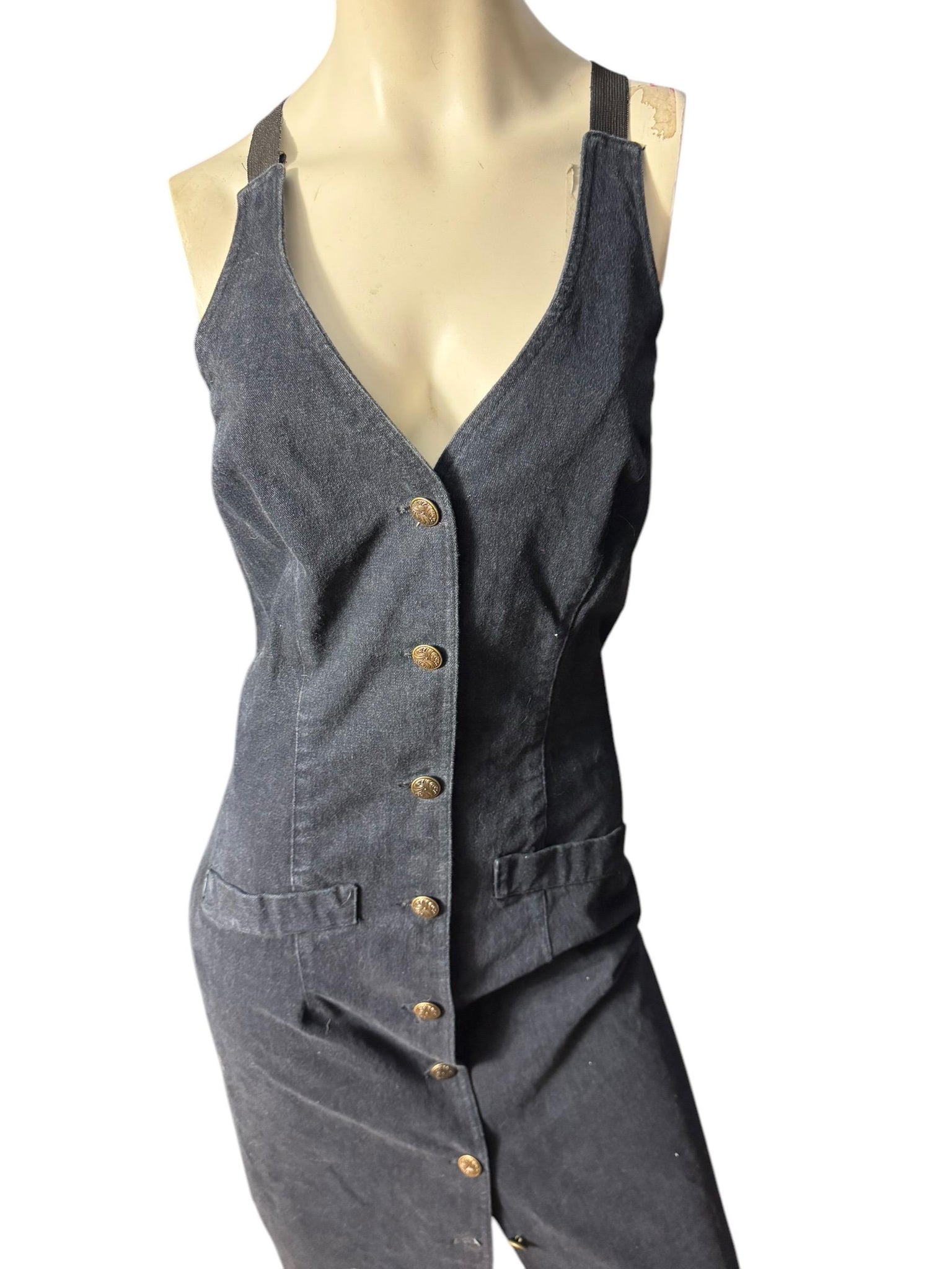 Vintage 80's black jean dress 5/6 S Timeless Tickets