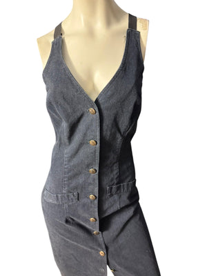 Vintage 80's black jean dress 5/6 S Timeless Tickets
