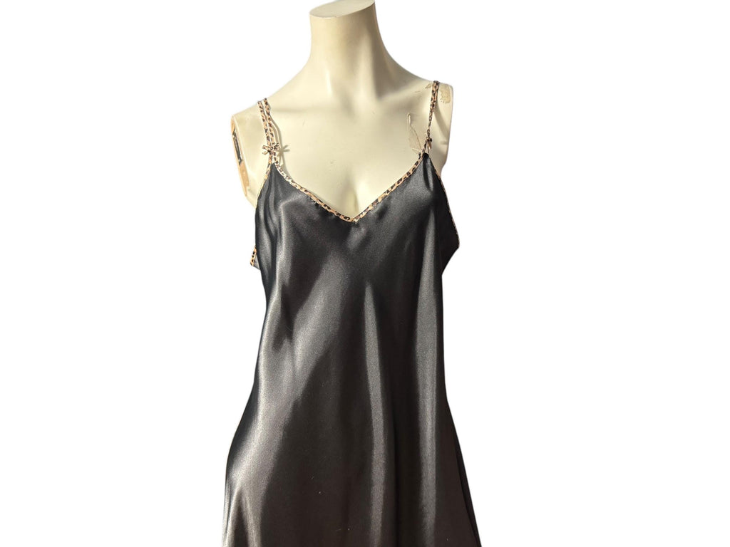 Vintage 80's black & leopard long nightgown L