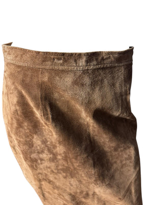 Vintage 80's brown suede long skirt 10 Charter Club
