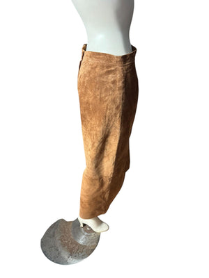 Vintage 80's brown suede long skirt 10 Charter Club