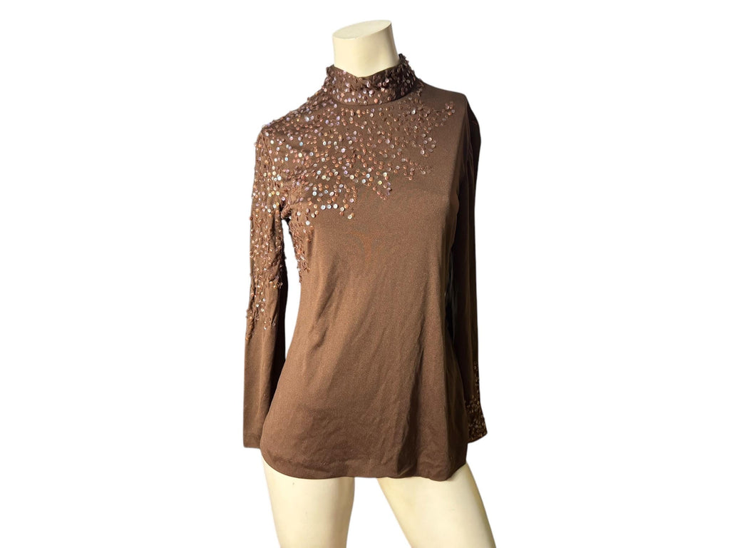 Vintage 70's brown shirt blouse M Tally