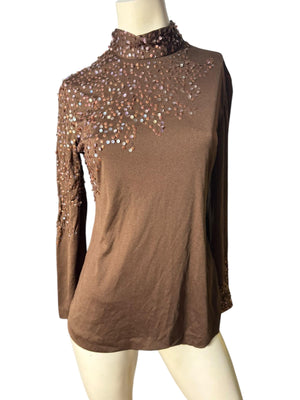 Vintage 70's brown shirt blouse M Tally