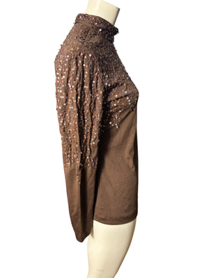 Vintage 70's brown shirt blouse M Tally