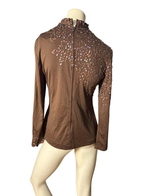 Vintage 70's brown shirt blouse M Tally