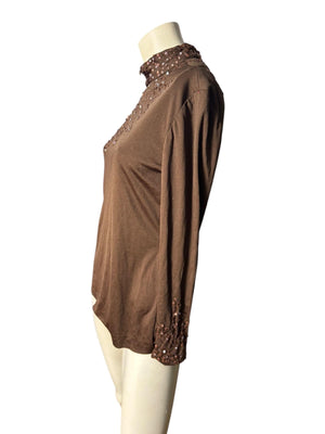 Vintage 70's brown shirt blouse M Tally