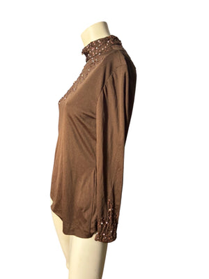 Vintage 70's brown shirt blouse M Tally