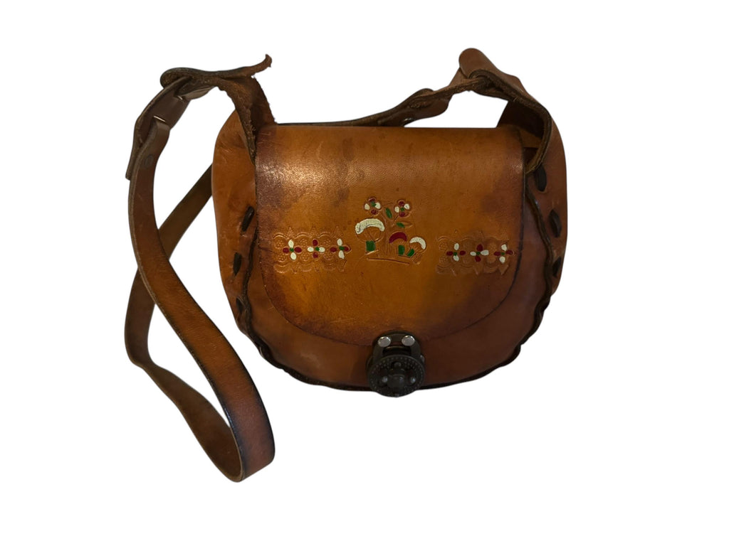Vintage 70's leather handmade purse bag