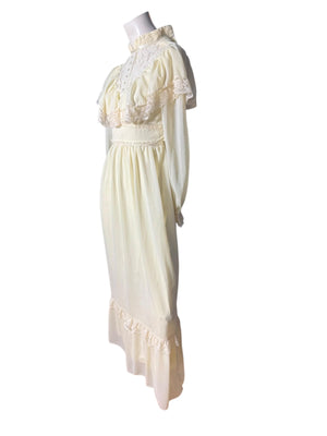 Vintage 70's prairie dress S wedding