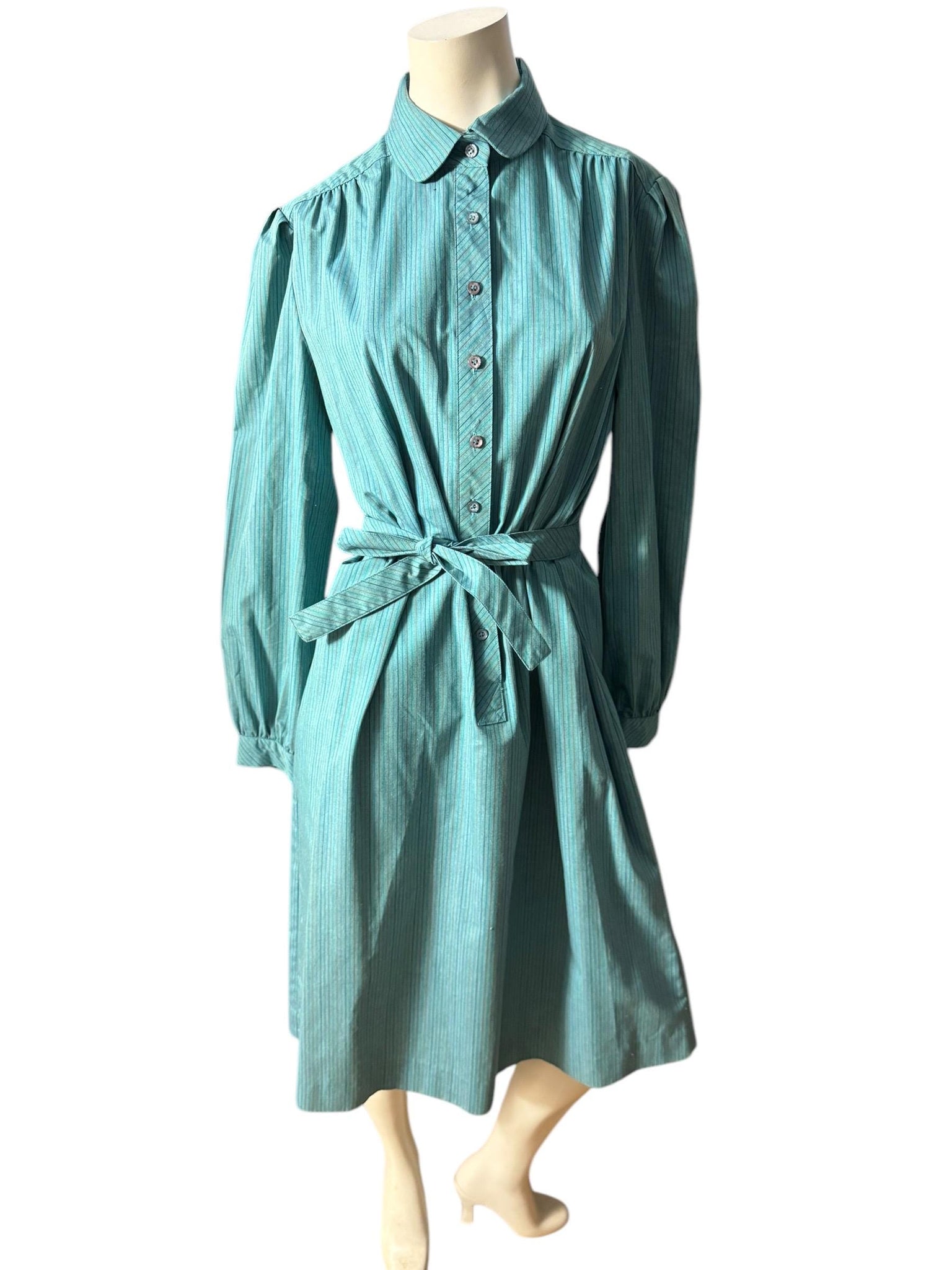 Vintage 80’s striped blue shirt dress 16 Schrader Sport