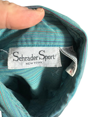 Vintage 80’s striped blue shirt dress 16 Schrader Sport