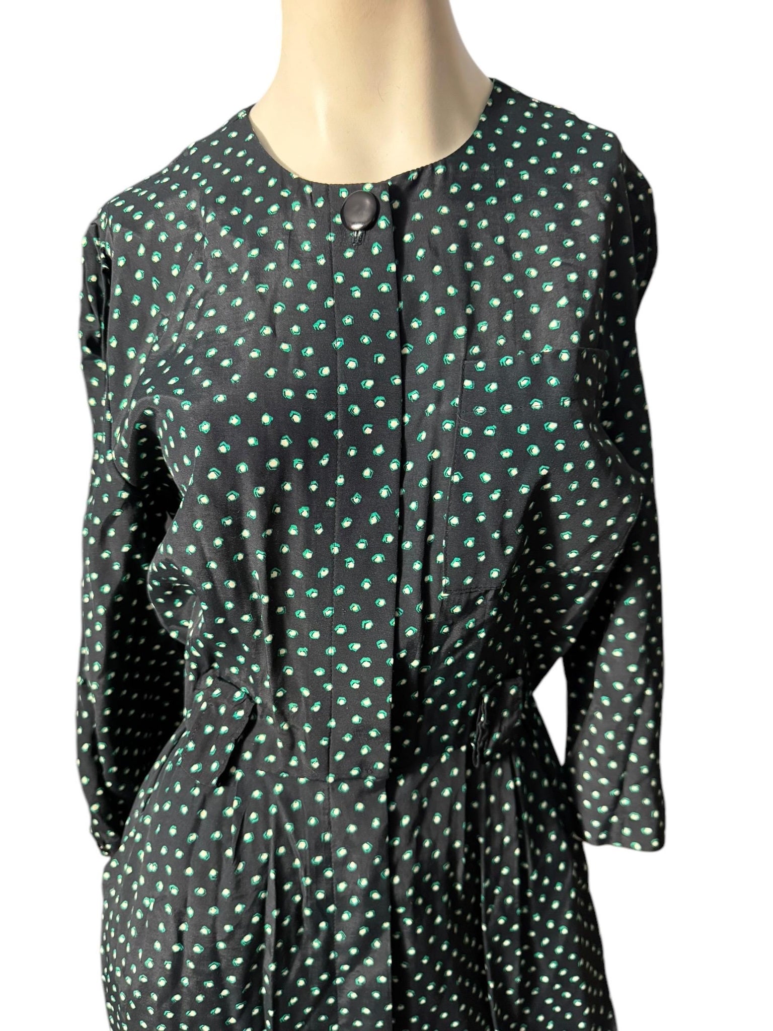 Vintage 80's navy polka dot dress M REO Originals