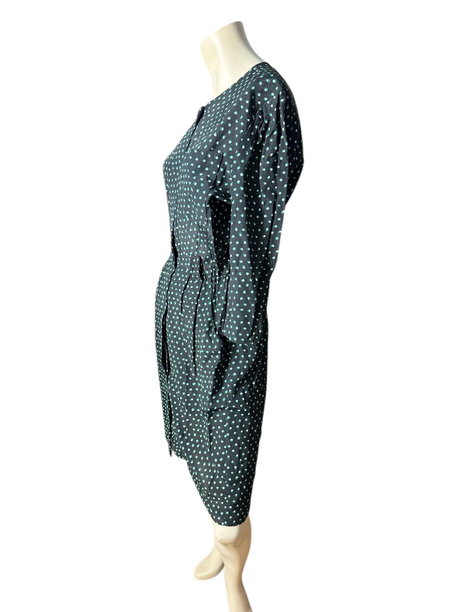 Vintage 80's navy polka dot dress M REO Originals
