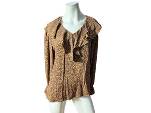 Vintage leopard 80's ruffle shirt M Caviar