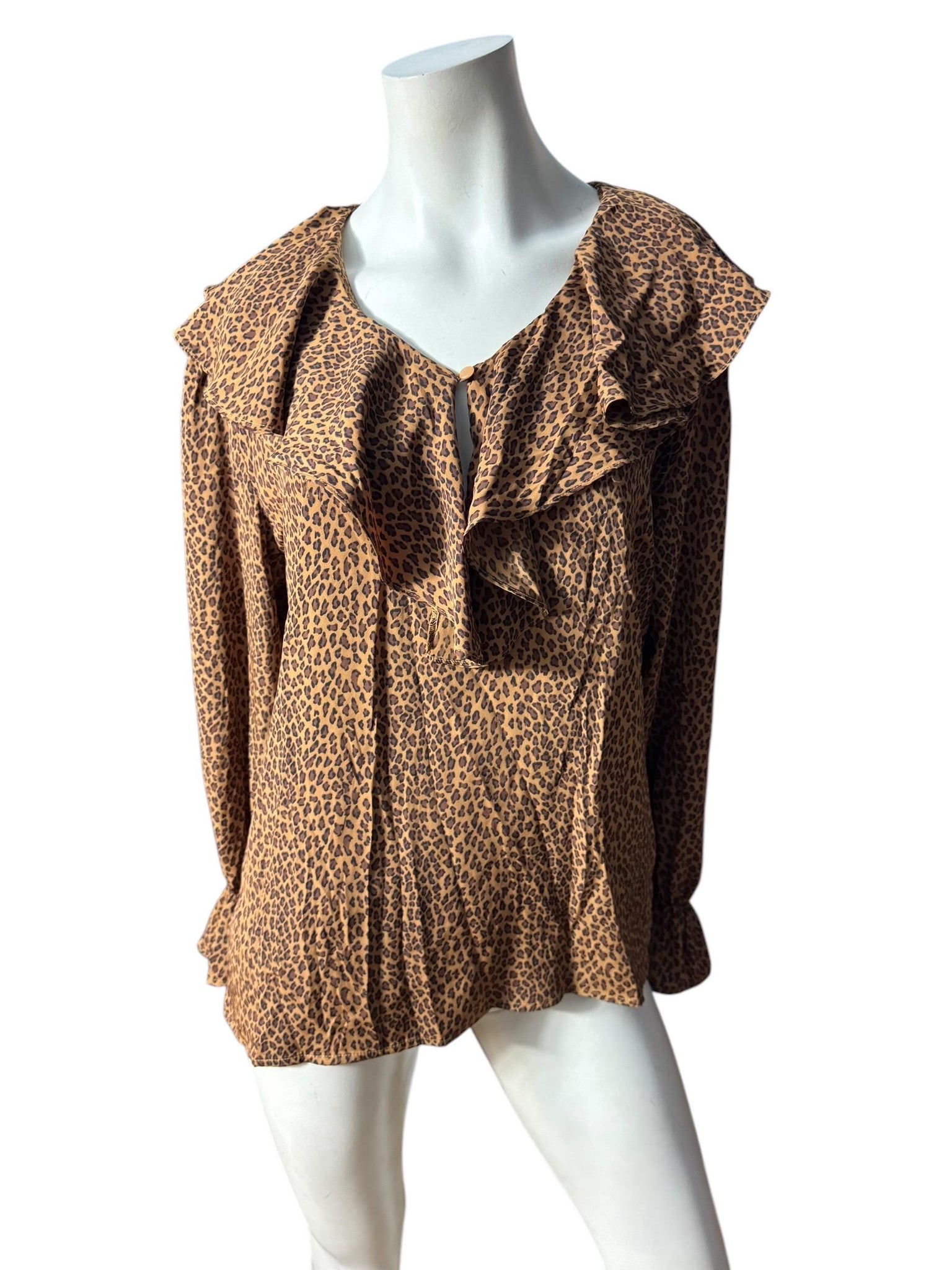 Vintage leopard 80's ruffle shirt M Caviar