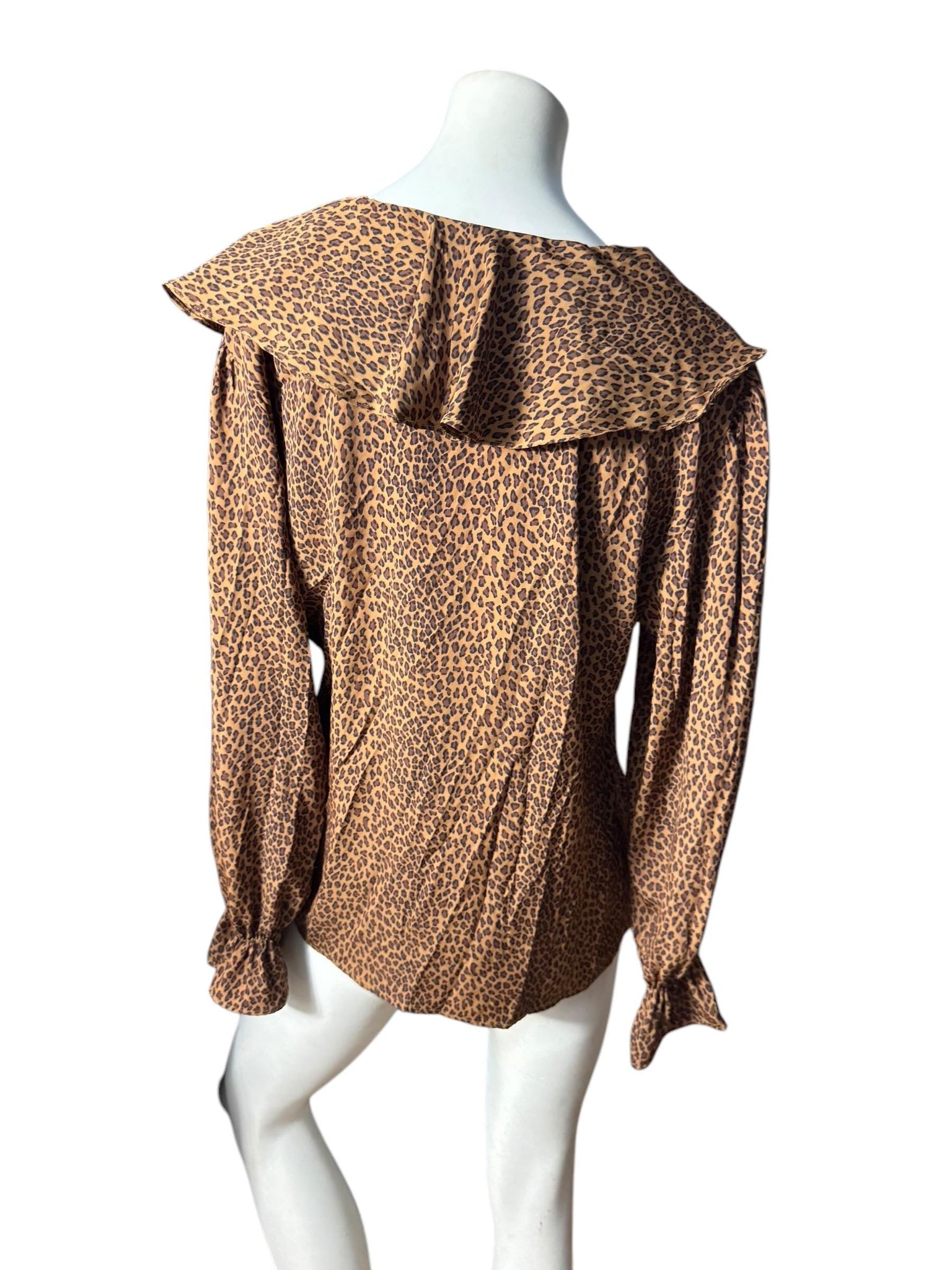 Vintage leopard 80's ruffle shirt M Caviar