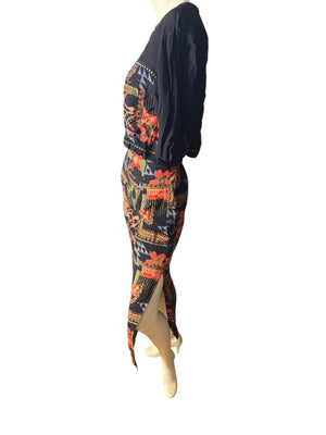 Vintage 80's Platinum skirt & top S M rayon