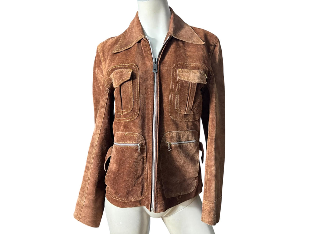 Vintage 70’s brown suede leather jacket 36 S