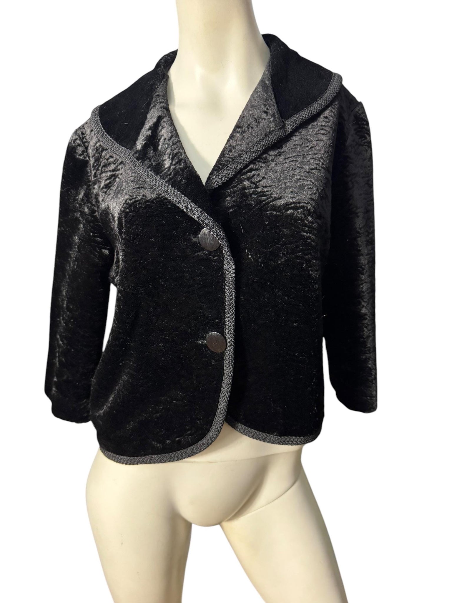 Vintage 60's black Faux fur jacket coat M Specialty House