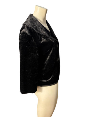 Vintage 60's black Faux fur jacket coat M Specialty House