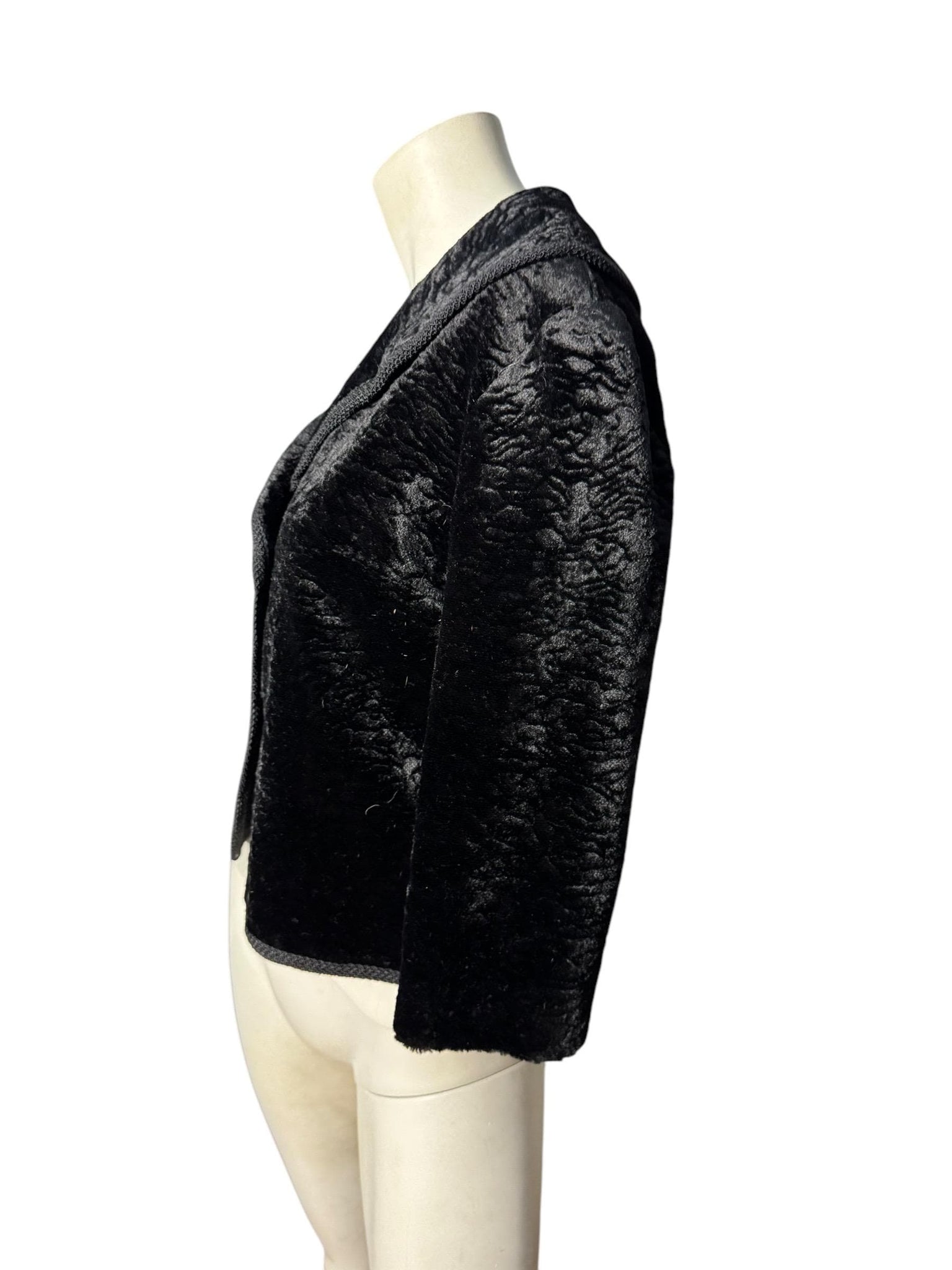 Vintage 60's black Faux fur jacket coat M Specialty House