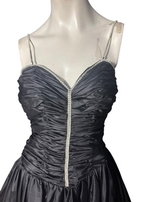 Vintage 80's black prom party dress S XS Alyce Designs