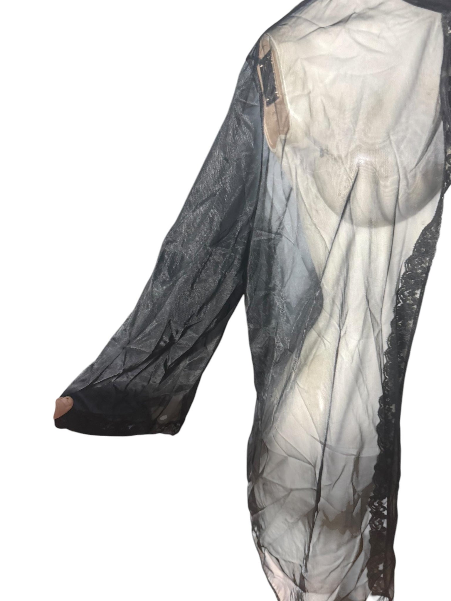 Vintage 60's sheer black robe lingerie M L